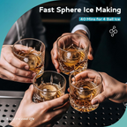 Countertop Ice Ball Maker | 144Pcs/Day, 4Pcs Ready in 40Mins | Self-Cleaning, Crystal Clear Sphere Ice for Whiskey/Brandy/Rum