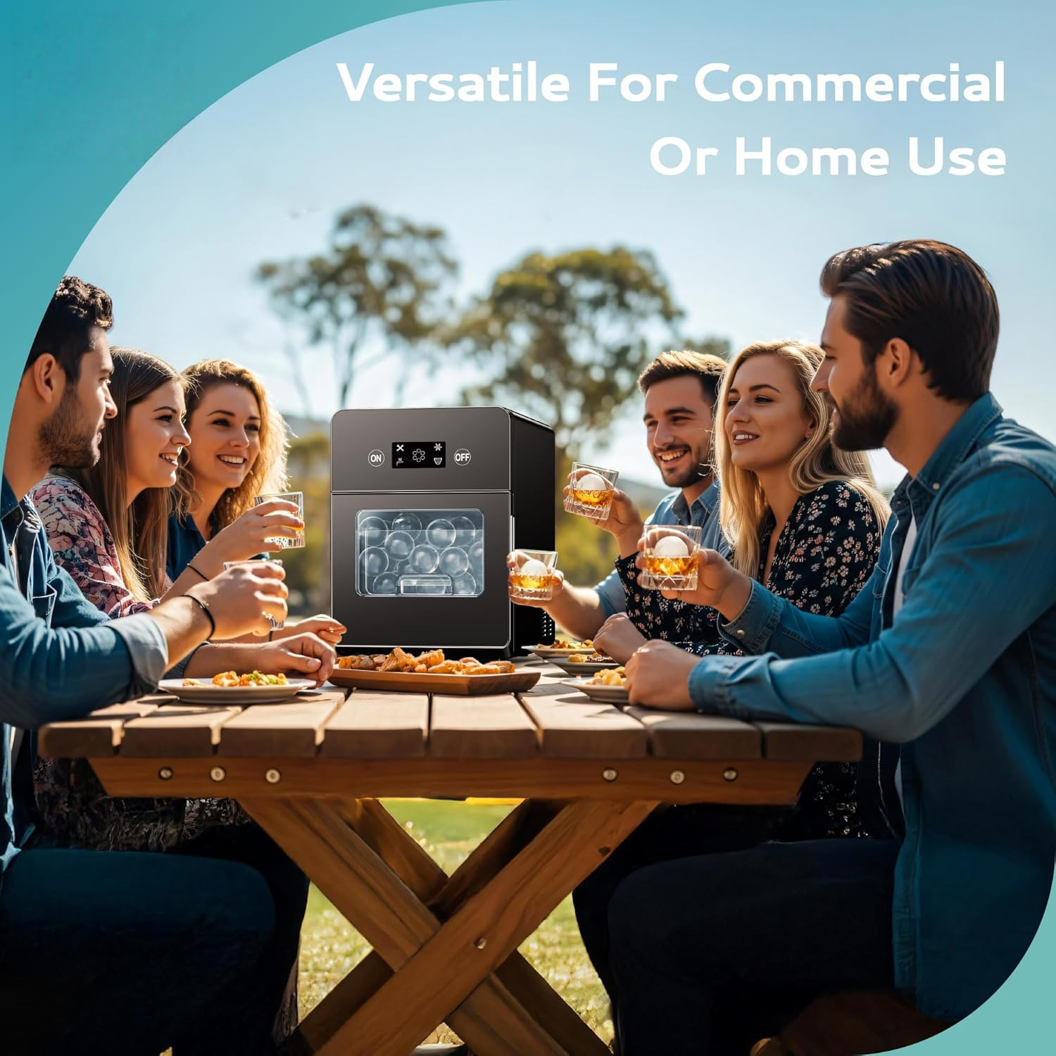 Countertop Ice Ball Maker | 144Pcs/Day, 4Pcs Ready in 40Mins | Self-Cleaning, Crystal Clear Sphere Ice for Whiskey/Brandy/Rum