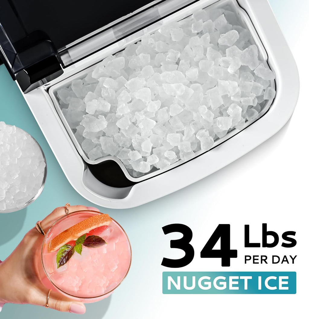 Countertop Portable Sonic Ice Maker - 6Mins Ready, 34Lbs/Day