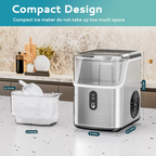 35Lbs/24H Countertop Sonic Pebble Ice Maker - Self-Cleaning Stainless Steel with Scoop & Basket, Silver