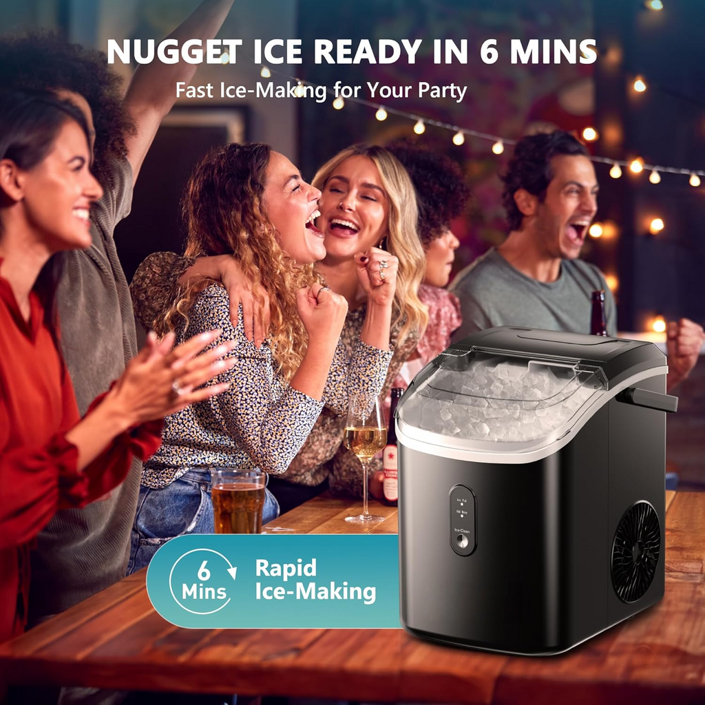 Countertop Portable Sonic Ice Maker - 6Mins Ready, 34Lbs/Day