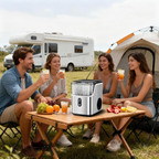 35Lbs/24H Countertop Sonic Pebble Ice Maker - Self-Cleaning Stainless Steel with Scoop & Basket, Silver